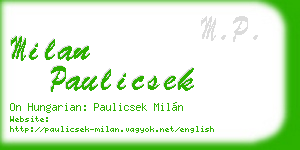 milan paulicsek business card